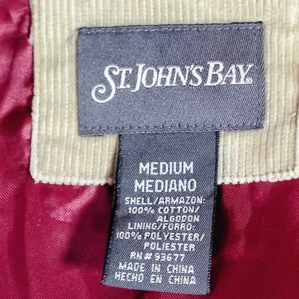 St Johns‎ Bay Mens M Corduroy Blazer Tan Cotton Dark Academia Preppy Sport Coat